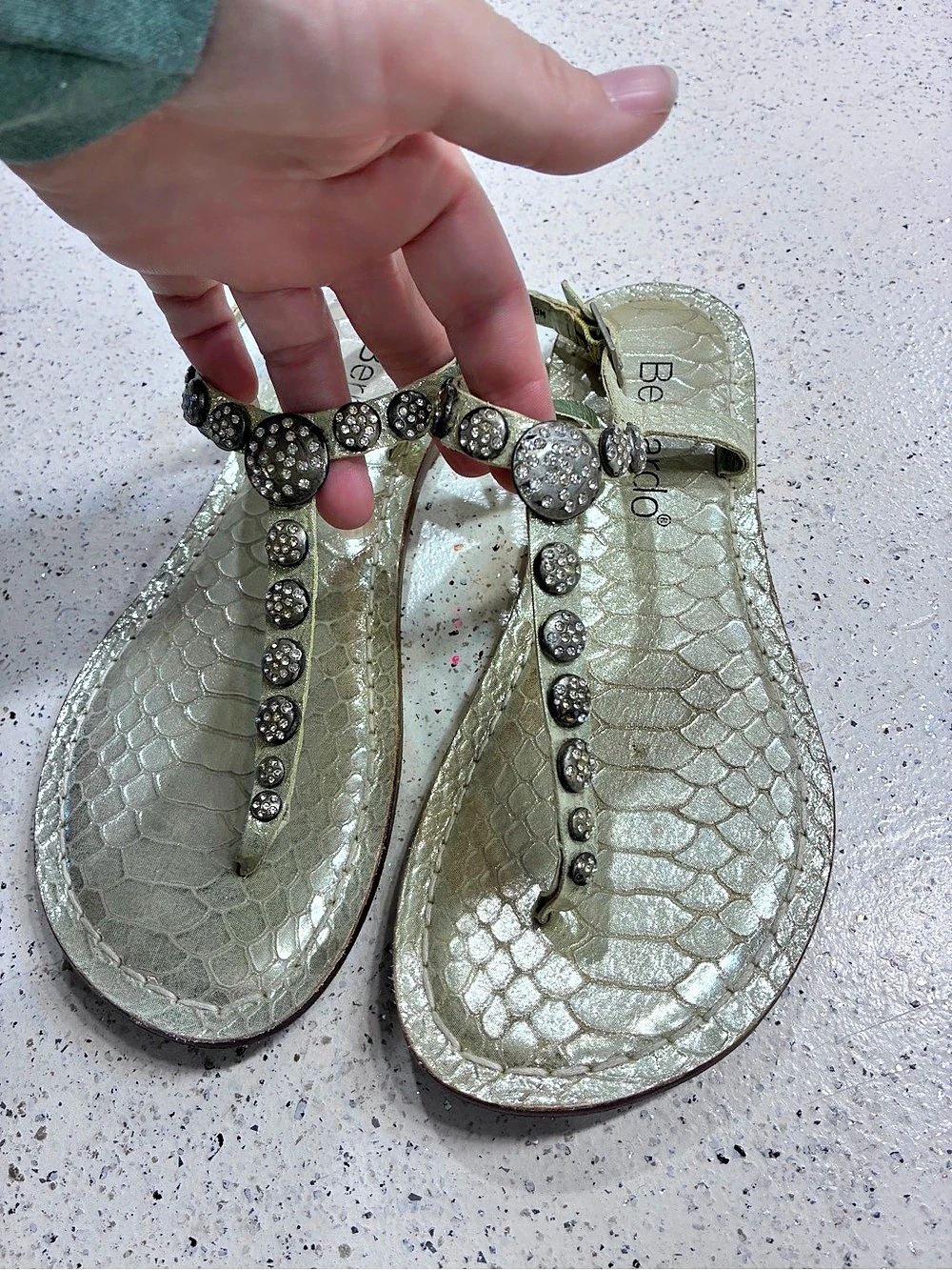 Bernardo Studded Metallic Sandals - Picture 1 of 6